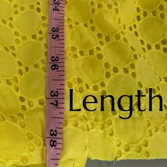 TALBOTS 100% Cotton Lemon Yellow Dress Preppy Lady Sheath Eyelet Knee Hem Sz 10 - Picture 10 of 13